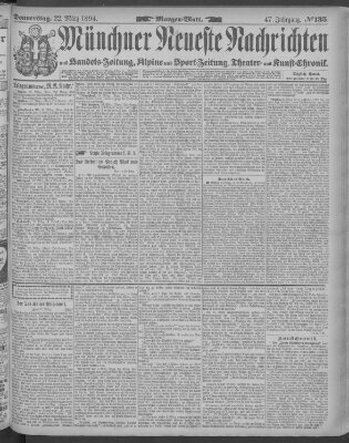 Münchner neueste Nachrichten Donnerstag 22. März 1894