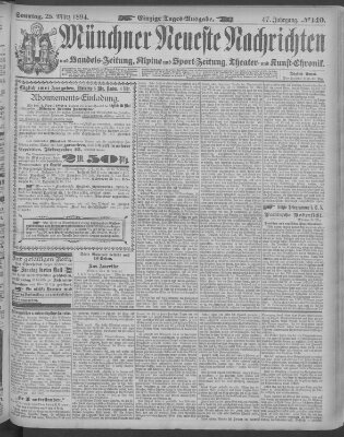 Münchner neueste Nachrichten Sonntag 25. März 1894