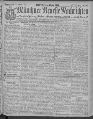 Münchner neueste Nachrichten Donnerstag 29. März 1894