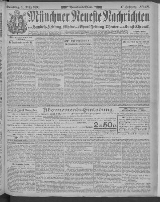 Münchner neueste Nachrichten Samstag 31. März 1894