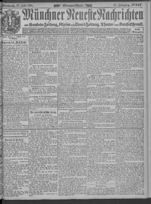 Münchner neueste Nachrichten Mittwoch 27. Juli 1904