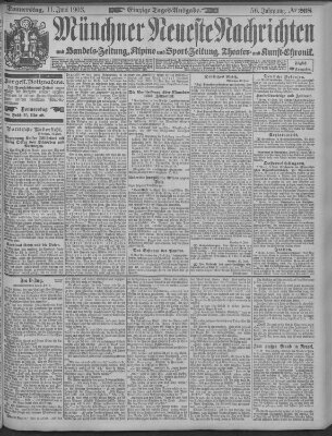 Münchner neueste Nachrichten Donnerstag 11. Juni 1903