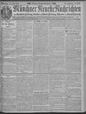 Münchner neueste Nachrichten Sonntag 14. Juni 1903