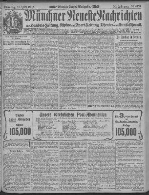 Münchner neueste Nachrichten Montag 15. Juni 1903