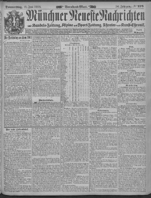 Münchner neueste Nachrichten Donnerstag 18. Juni 1903