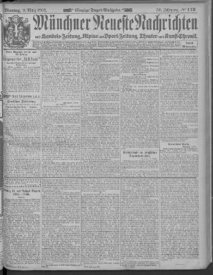 Münchner neueste Nachrichten Montag 9. März 1903