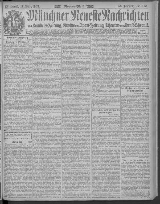 Münchner neueste Nachrichten Mittwoch 11. März 1903