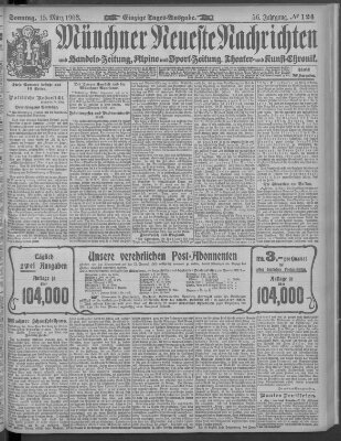 Münchner neueste Nachrichten Sonntag 15. März 1903