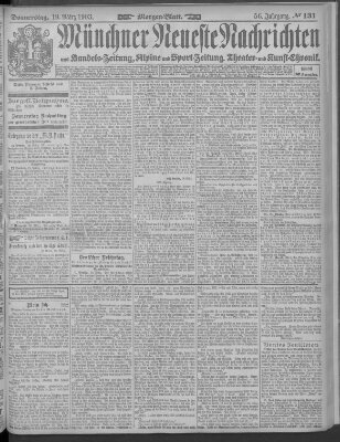 Münchner neueste Nachrichten Donnerstag 19. März 1903