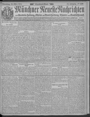 Münchner neueste Nachrichten Dienstag 24. März 1903