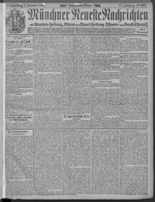 Münchner neueste Nachrichten Donnerstag 1. Dezember 1904