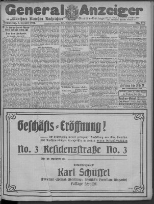 Münchner neueste Nachrichten Donnerstag 8. Dezember 1904