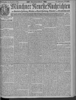 Münchner neueste Nachrichten Mittwoch 14. Dezember 1904