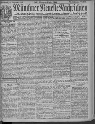 Münchner neueste Nachrichten Mittwoch 14. Dezember 1904