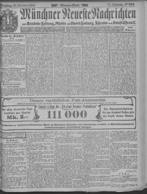 Münchner neueste Nachrichten Dienstag 20. Dezember 1904