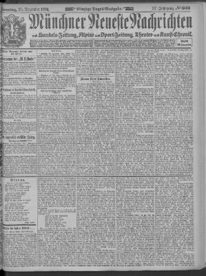 Münchner neueste Nachrichten Sonntag 25. Dezember 1904