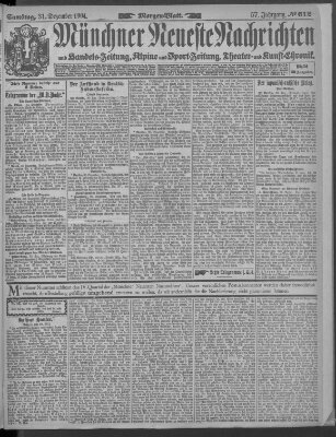 Münchner neueste Nachrichten Samstag 31. Dezember 1904