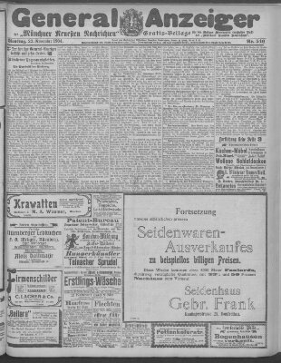 Münchner neueste Nachrichten Dienstag 22. November 1904