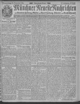 Münchner neueste Nachrichten Donnerstag 24. November 1904