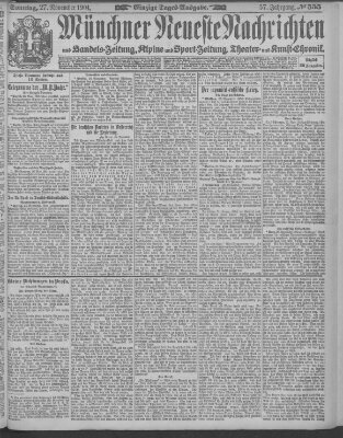 Münchner neueste Nachrichten Sonntag 27. November 1904