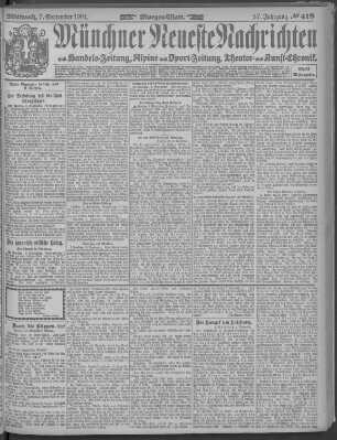 Münchner neueste Nachrichten Mittwoch 7. September 1904