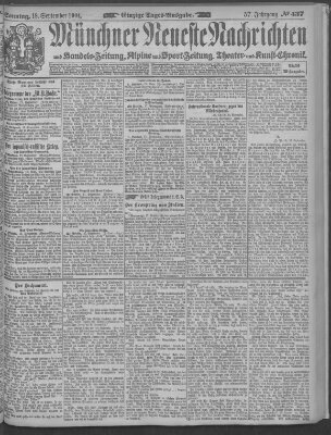 Münchner neueste Nachrichten Sonntag 18. September 1904