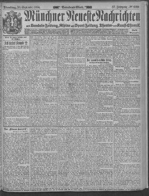 Münchner neueste Nachrichten Dienstag 20. September 1904