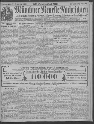 Münchner neueste Nachrichten Donnerstag 29. September 1904