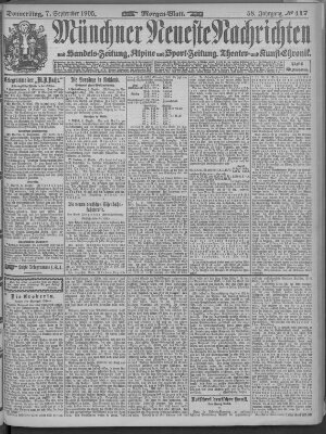 Münchner neueste Nachrichten Donnerstag 7. September 1905