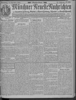 Münchner neueste Nachrichten Dienstag 12. September 1905