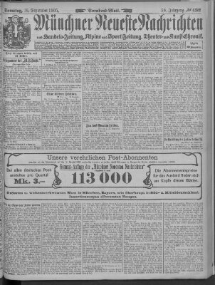 Münchner neueste Nachrichten Samstag 16. September 1905