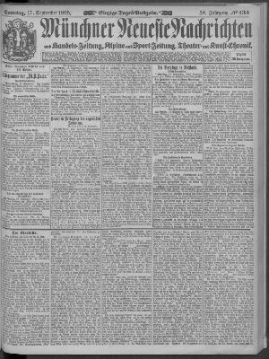 Münchner neueste Nachrichten Sonntag 17. September 1905