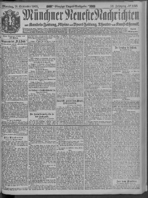 Münchner neueste Nachrichten Montag 18. September 1905