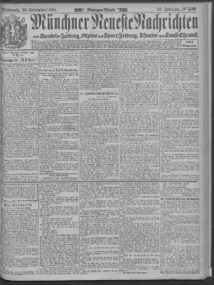 Münchner neueste Nachrichten Mittwoch 20. September 1905