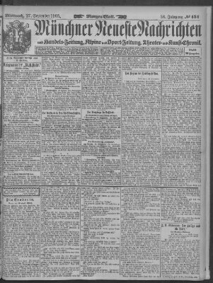 Münchner neueste Nachrichten Mittwoch 27. September 1905
