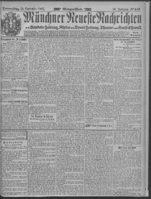 Münchner neueste Nachrichten Donnerstag 28. September 1905