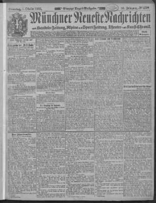 Münchner neueste Nachrichten Sonntag 1. Oktober 1905