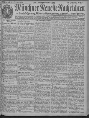 Münchner neueste Nachrichten Mittwoch 11. Oktober 1905