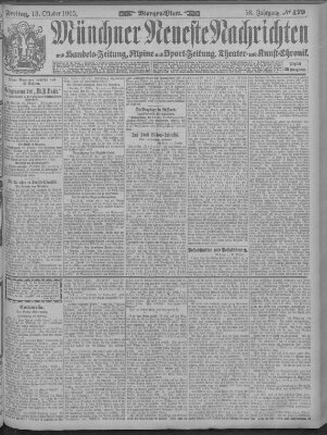 Münchner neueste Nachrichten Freitag 13. Oktober 1905