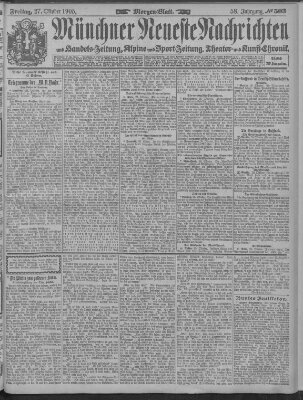 Münchner neueste Nachrichten Freitag 27. Oktober 1905