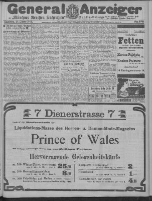 Münchner neueste Nachrichten Samstag 28. Oktober 1905