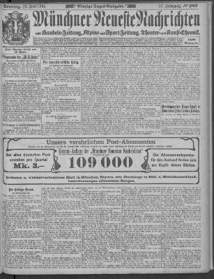 Münchner neueste Nachrichten Sonntag 19. Juni 1904