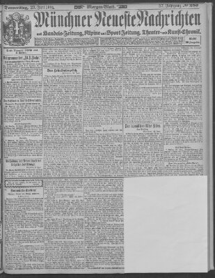 Münchner neueste Nachrichten Donnerstag 23. Juni 1904