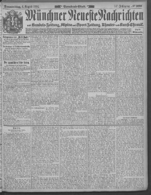 Münchner neueste Nachrichten Donnerstag 4. August 1904