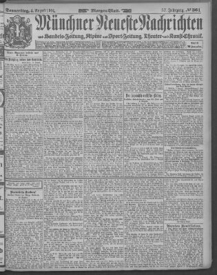 Münchner neueste Nachrichten Donnerstag 4. August 1904