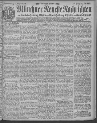 Münchner neueste Nachrichten Donnerstag 11. August 1904