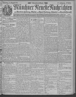 Münchner neueste Nachrichten Freitag 12. August 1904