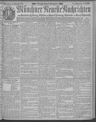 Münchner neueste Nachrichten Sonntag 14. August 1904