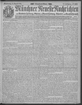 Münchner neueste Nachrichten Mittwoch 31. August 1904