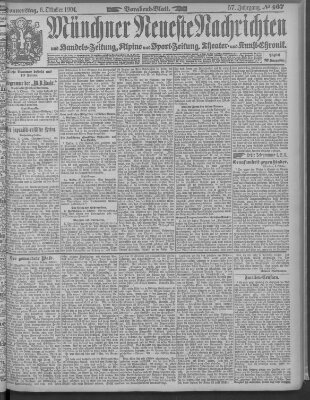 Münchner neueste Nachrichten Donnerstag 6. Oktober 1904